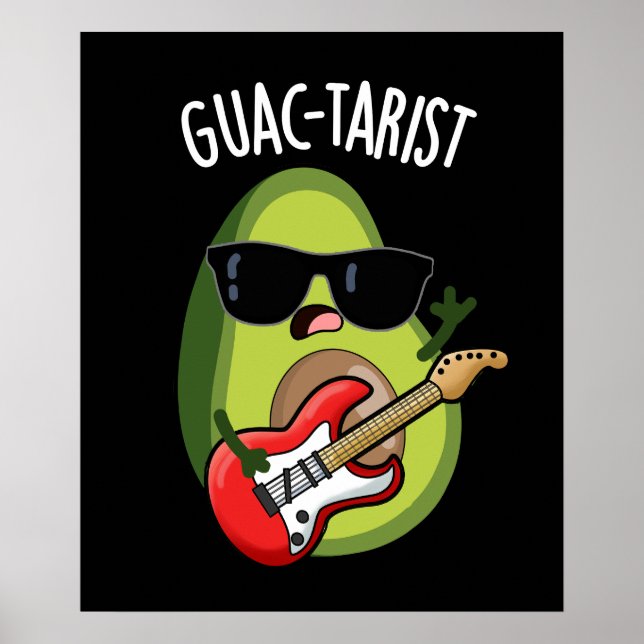 Guac-tarist Funny Avocado Pun Mörk BG Poster (Framsidan)