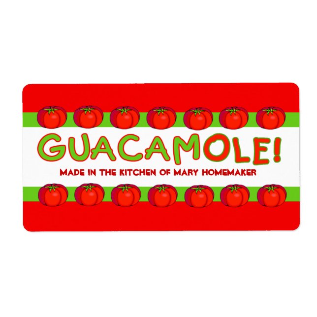 GUACAMOLE-etiketter för anpassning Fraktsedel (Framsidan)
