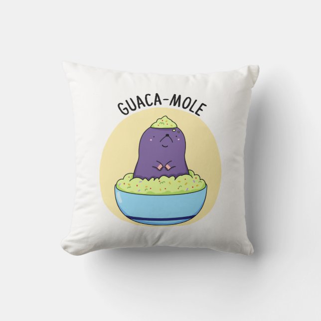 Guacamole Funny Mole in Guacamole Dip Pun Kudde (Framsida)