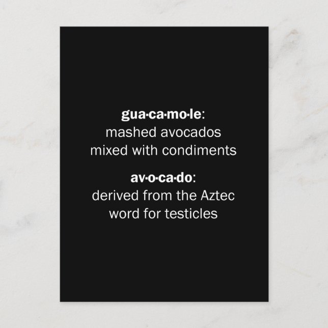 Guacamole Testicles Vykort (Framsida)