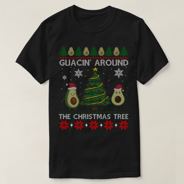 Guacin runt Julgran Avocado Santa Rei T Shirt (Design framsida)