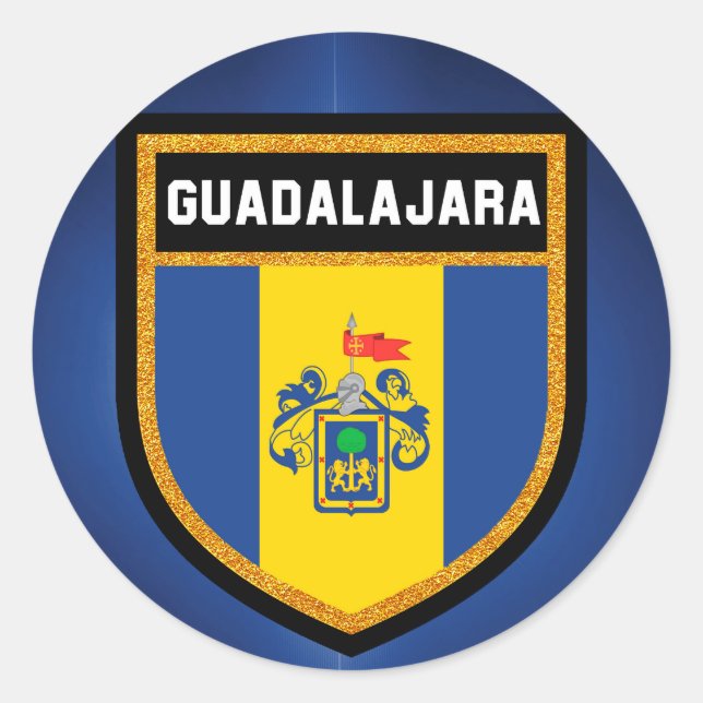 Guadalajara Flagga Runt Klistermärke (Framsida)