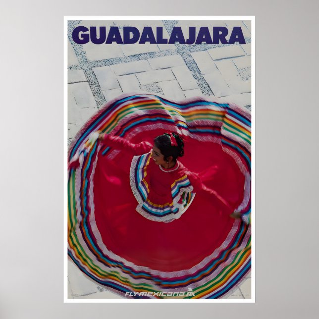 Guadalajara konst Mexiko Resaaffisch Mexikansk try Poster (Framsidan)