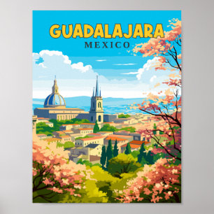 Guadalajara Mexico vintage resor illustration Poster