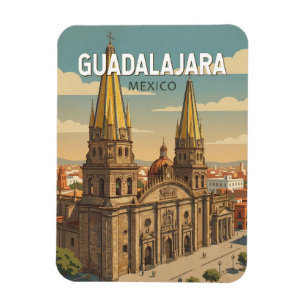 Guadalajara Mexiko Illustration Resa Konst Vintage Magnet