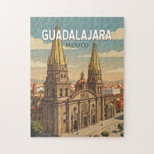 Guadalajara Mexiko Illustration Resa Konst Vintage Pussel