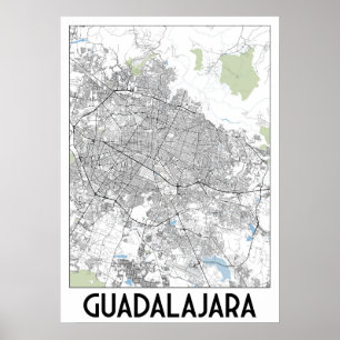 Guadalajara, Mexiko karta Poster