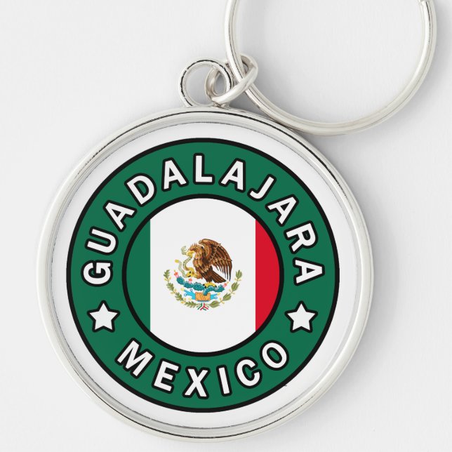 Guadalajara Mexiko Rund Silverfärgad Nyckelring (Framsidan)