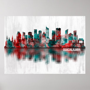 Guadalajara Mexiko Skyline Poster