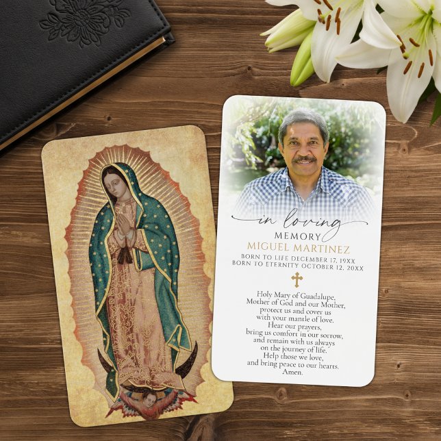 Guadalupe begravning katolsk bönekort visitkort (Skapare uppladdad)