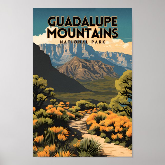 Guadalupe bergens nationalpark Retro Travel Poster (Framsidan)