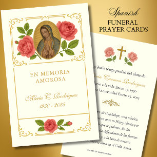 Guadalupe Blommigt Ro Memorial Funeral Prayer Visitkort
