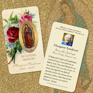 Guadalupe Funeral Catholic Prayer Card Visitkort