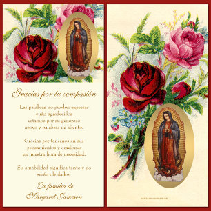 Guadalupe Funeral Virgin Mary Condolence Spanska Tack Kort