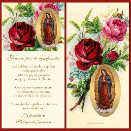 Guadalupe Funeral Virgin Mary Condolence Spanska Tack Kort
