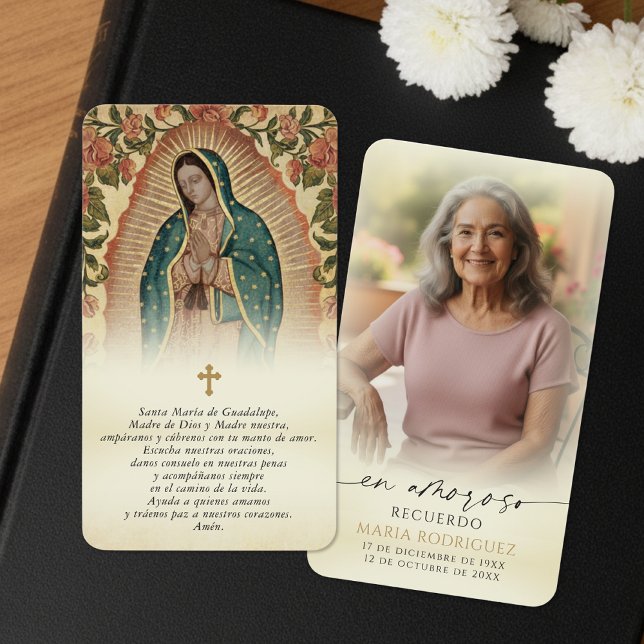 Guadalupe In Loving Memory Spanish Prayer Cards Visitkort (Skapare uppladdad)