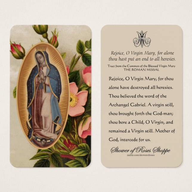 Guadalupe Mary Prayer mot heresies Visitkort (Framsida & baksida)