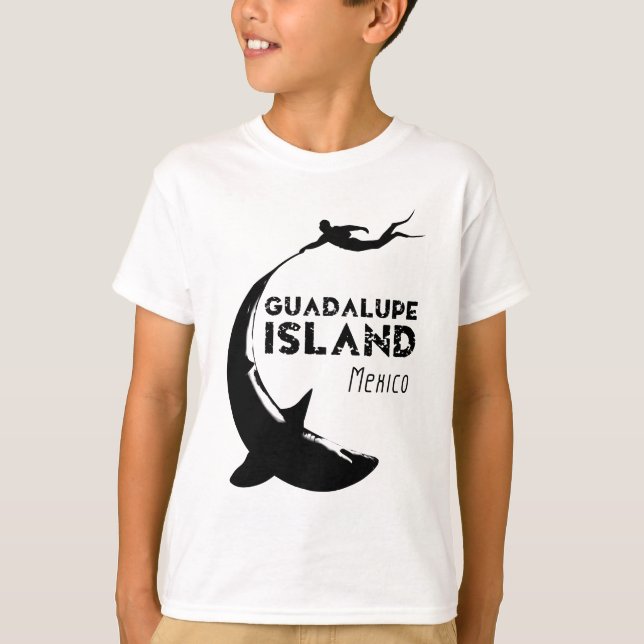 Guadalupe, Mexiko | Dyka med hajar T Shirt (Framsida)