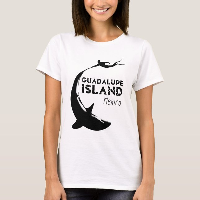 Guadalupe, Mexiko | Dyka med hajar T Shirt (Framsida)
