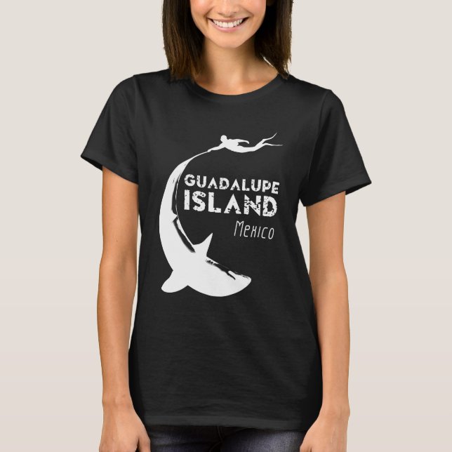 Guadalupe, Mexiko | Dyka med hajar T Shirt (Framsida)
