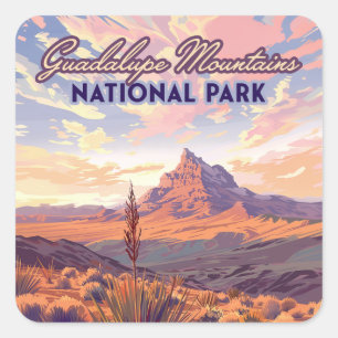 Guadalupe Mountains National Park El Capitan Texas Fyrkantigt Klistermärke