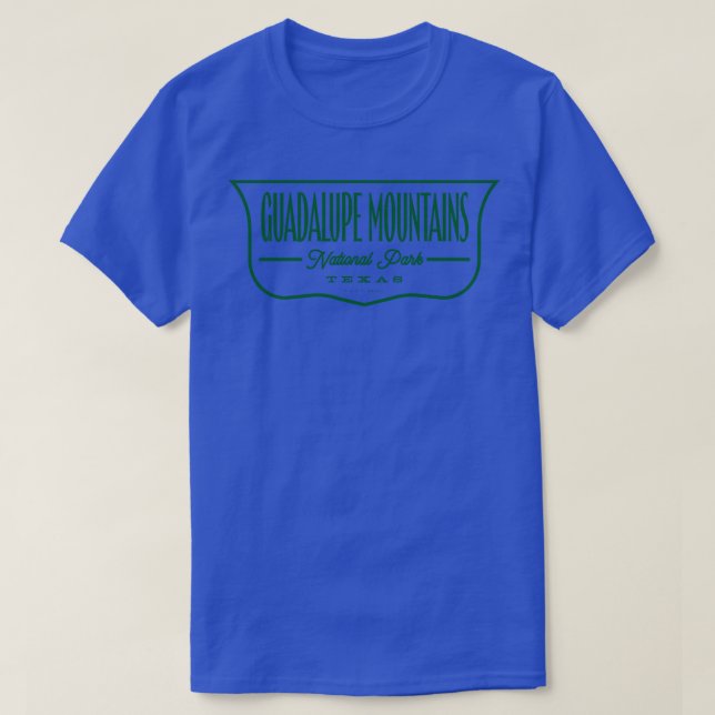 Guadalupe Mountains National Park Shield Grönt T Shirt (Design framsida)