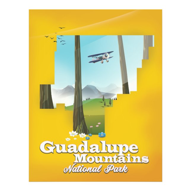Guadalupe mountains nationalpark, Texas karta. Fototryck (Framsidan)