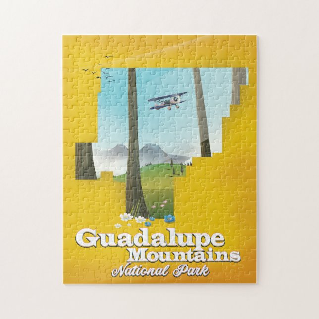 Guadalupe mountains nationalpark, Texas karta. Pussel (Vertikal)