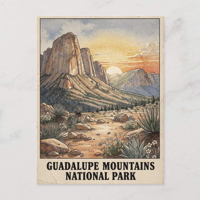 Guadalupe Mountains nationalpark Texas Vykort (Framsida)