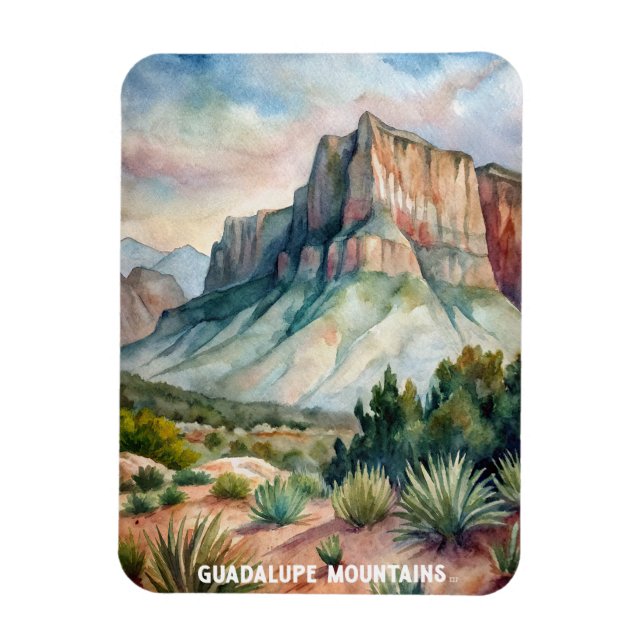 Guadalupe Mountains nationalpark Watercolor Magnet (Vertikal)