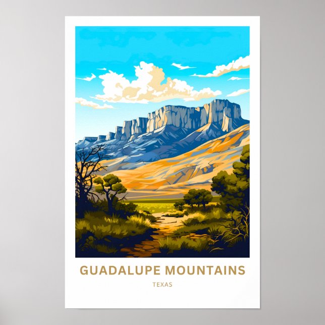 Guadalupe Mountains Texas Travel Skriv ut Poster (Framsidan)