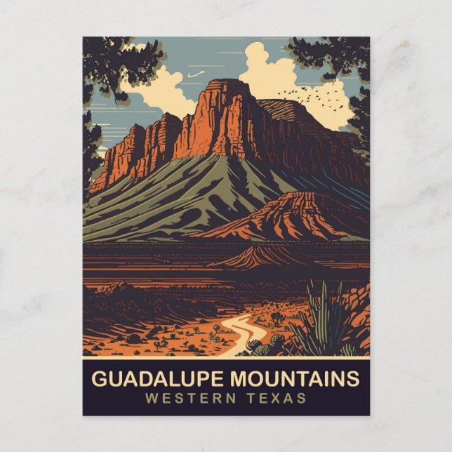 Guadalupe Mountains, västra Texas, Resa Vykort (Framsida)