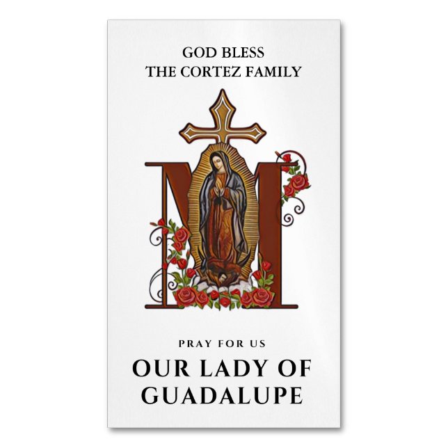 Guadalupe Religiösa Catholic Virgin Mary Prayer Magnetiska Visitkort (Framsida vertikal)
