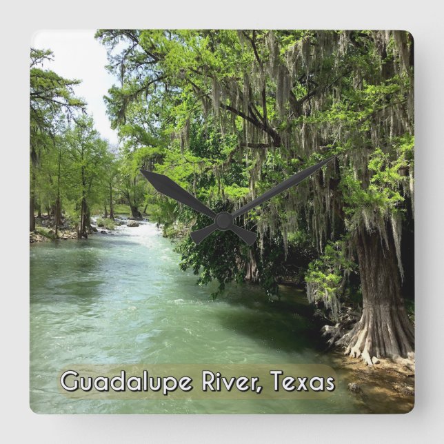 Guadalupe River i Gruene, Texas  Fyrkantig Klocka (Framsida)