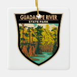 Guadalupe River State Park Texas Vintage Julgransprydnad Keramik<br><div class="desc">Guadalupe River State Park illustration. Parken har fyra sjömil av flodmynning för kanotering,  fiske,  simning och slangar.</div>