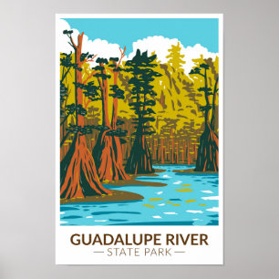 Guadalupe River State Park Texas Vintage Poster