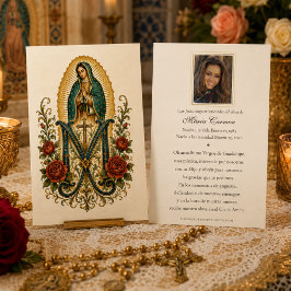 Guadalupe Rosor Katolsk Begravnings- Minnesbön Visitkort