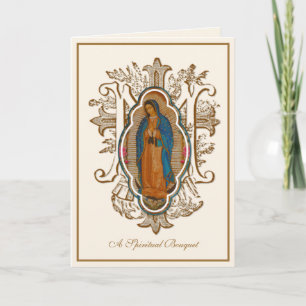 Guadalupe Virgin Mary Catholic Andlig Bouquet Tack Kort