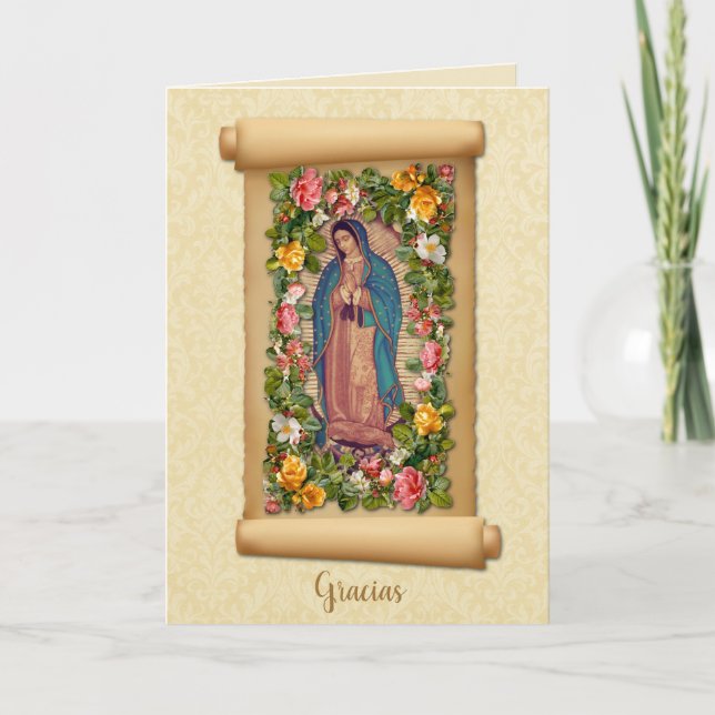 Guadalupe Virgin Mary Catholic Spanish Gracias Tack Kort (Framsida)