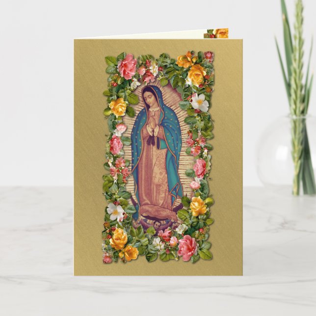 Guadalupe Virgin Mary Catholic Spanish Gracias Tack Kort (Framsida)