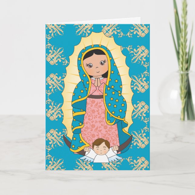 Guadalupe Virgin Mary Child Angel Tack Kort (Framsida)