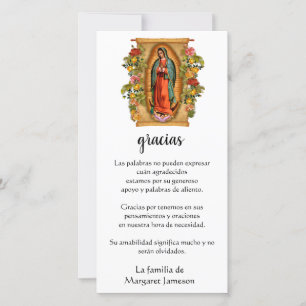 Guadalupe Virgin Mary Funeral Condolence Spanska Tack Kort
