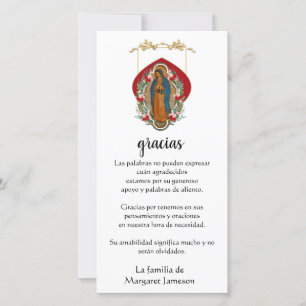 Guadalupe Virgin Mary Funeral Condolence Spanska Tack Kort