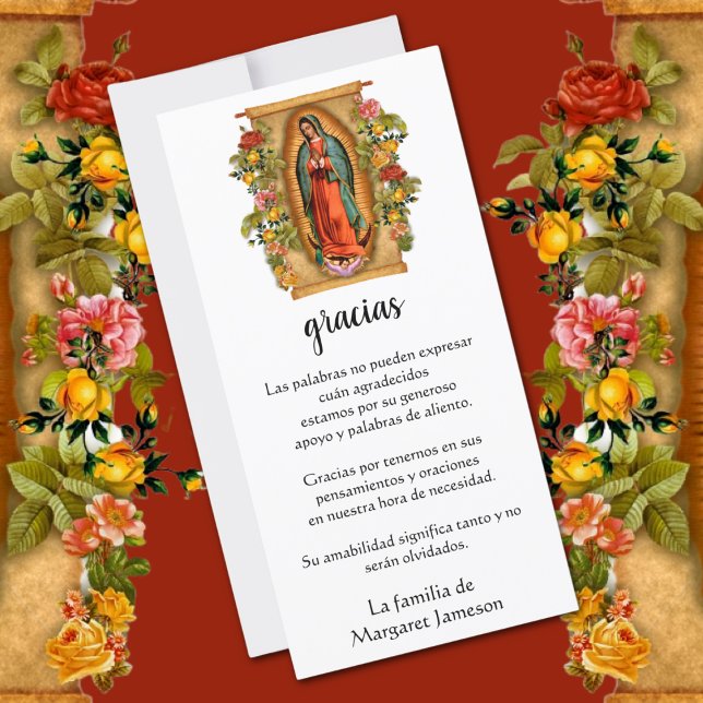 Guadalupe Virgin Mary Funeral Condolence Spanska Tack Kort (Skapare uppladdad)
