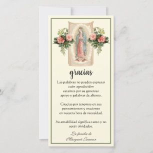 Guadalupe Virgin Mary Funeral Condolence Spanska Tack Kort