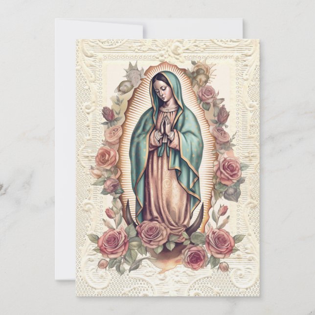 Guadalupe Virgin Mary Funeral Condolence Spanska Tack Kort (Framsida)