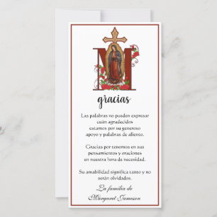 Guadalupe Virgin Mary Funeral Condolence Spanska Tack Kort