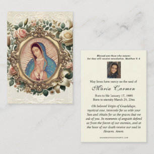 Guadalupe Virgin Mary Funeral Memorial Prayer Placeringskort