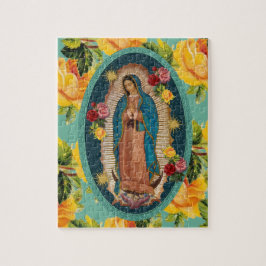 Guadalupe Virgin Mary Gul ros Religiösa Pussel