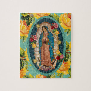 Guadalupe Virgin Mary Gul ros Religiösa Pussel